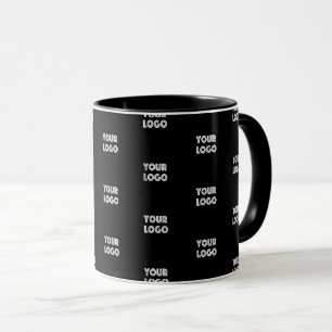 Din logotyp Enkel upprepad logotyp Svart Mugg
