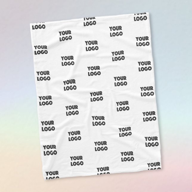 Din Logotyp - enkel upprepande Logotyp | Vit Fleecefilt (Skapare uppladdad)