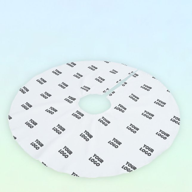 Din Logotyp | Ersättning av enkel upprepad Logotyp Julgransmatta Borstad Polyester (Skapare uppladdad)