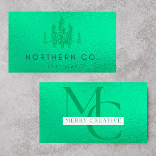 Din Logotyp Faux Ljust grönt Foil Modern Business Visitkort