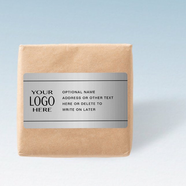 DIN LOGOTYP | Faux Silver Metall och valfri text Fraktsedel (Skapare uppladdad)