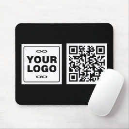 Din logotyp - Fyrkantig - Vit bakgrund + QR-kod Musmatta