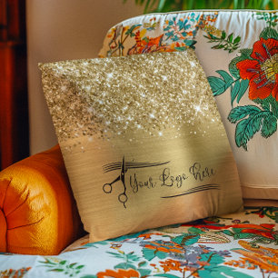 Din Logotyp Glittery Guld Glam Kudde