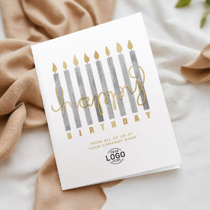 Din Logotyp Grått Candles Business Grattis på föde Kort