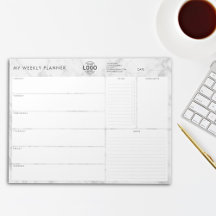 Din Logotyp Grått Marble Undated Week Planner
