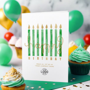 Din Logotyp Grönt Candles Business Grattis på föde Kort