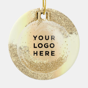 Din Logotyp Guld Glitter-drivrutiner Trendiget jul Julgransprydnad Keramik