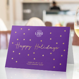 Din Logotyp Guld Stars Modern Lila Business Lyckli Kort