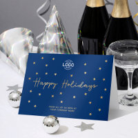 Din Logotyp Guld Stars Navy Blue Business Lycklig