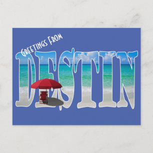 Din Logotyp Hälsning från Destin Beach Typography Vykort