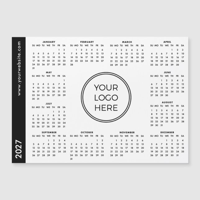 Din logotyp här 2027 vit magnetisk kalender (Framsida)