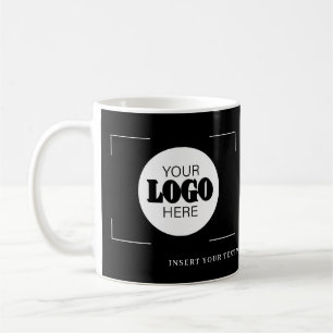 Din logotyp här anpassad svart text kaffemugg