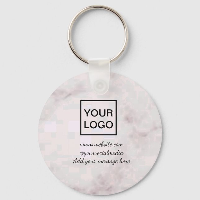 Din logotyp här är vit, enkel, minimal ROSA MARBLE Nyckelring (Framsida)