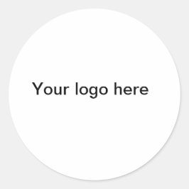 Din logotyp här är vit enkel, minimal runt klistermärke