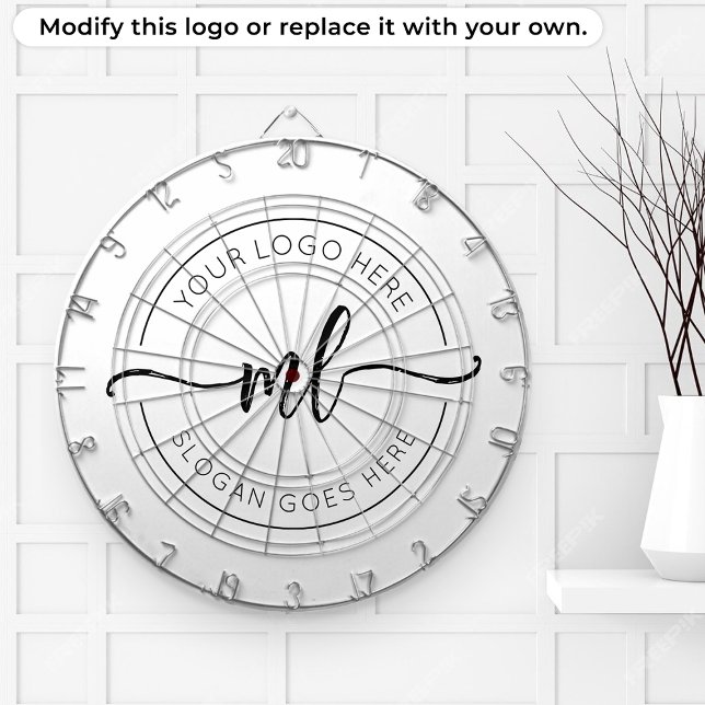 Din logotyp här Elegant monogram svart och vitt Darttavla (Skapare uppladdad)