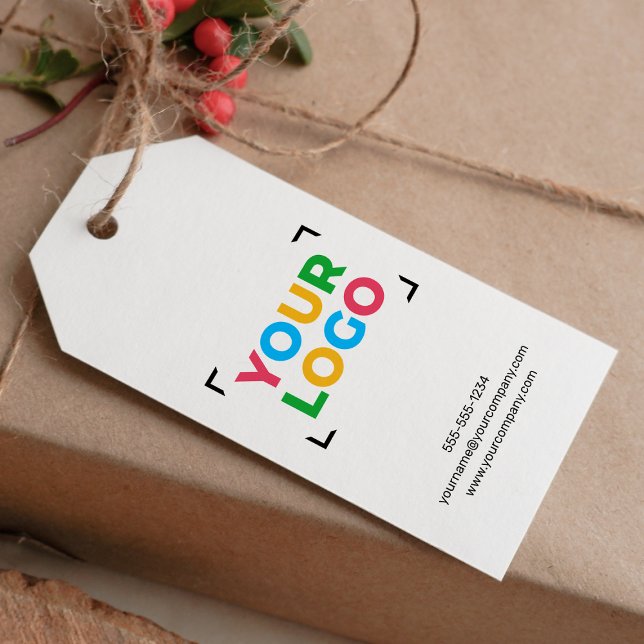 Din Logotyp här Enkel kontaktinformation för mindr Presentetikett (Skapare uppladdad)