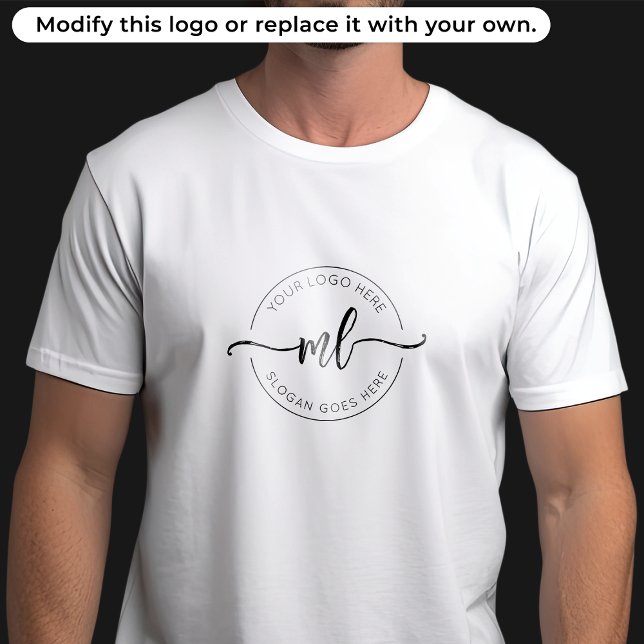 Din logotyp här Enkla monogram initialer Vit T Shirt (Skapare uppladdad)