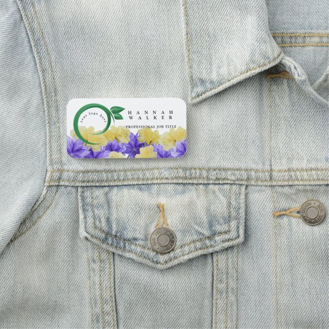 din logotyp här, grönt färg-ängblommor namnbricka (På plats)