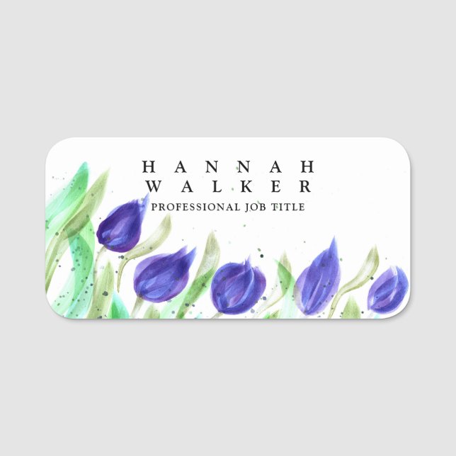 din logotyp här, grönt färg-ängblommor namnbricka (Framsida)