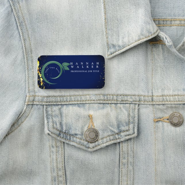 din logotyp här, grönt färg namnbricka (På plats)