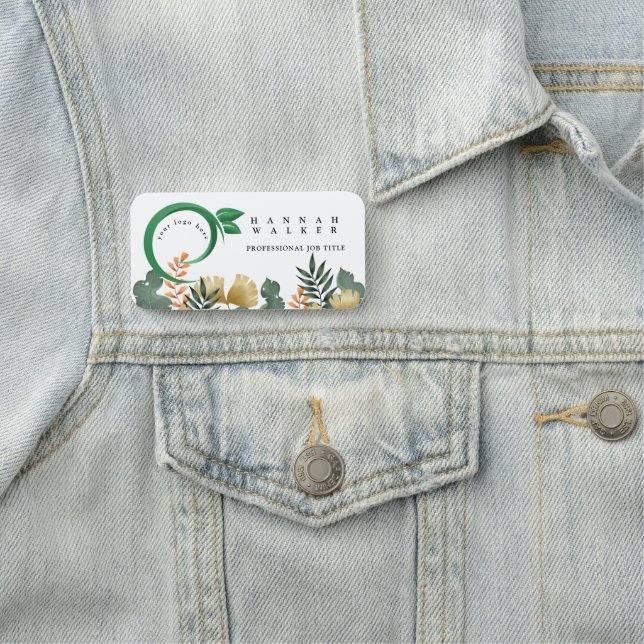 din logotyp här, grönt färg namnbricka (På plats)