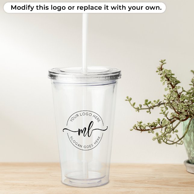 Din logotyp här minimalistisk monogram initialer v take away mugg (Skapare uppladdad)