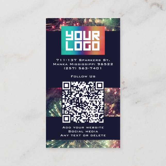 Din Logotyp här Modern Anpassningsbar QR-kod Firew Visitkort (Baksida)