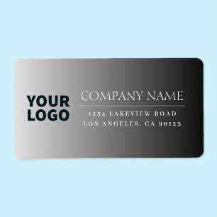 Din Logotyp här Modern Ombre Grått Black (redigerb Adressetikett