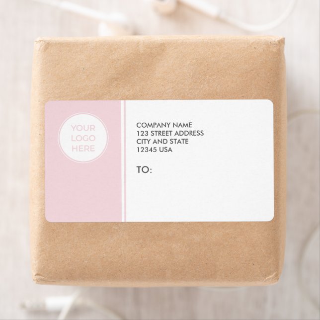 Din Logotyp här Rosa Business Shipping Labels Fraktsedel (Insitu)