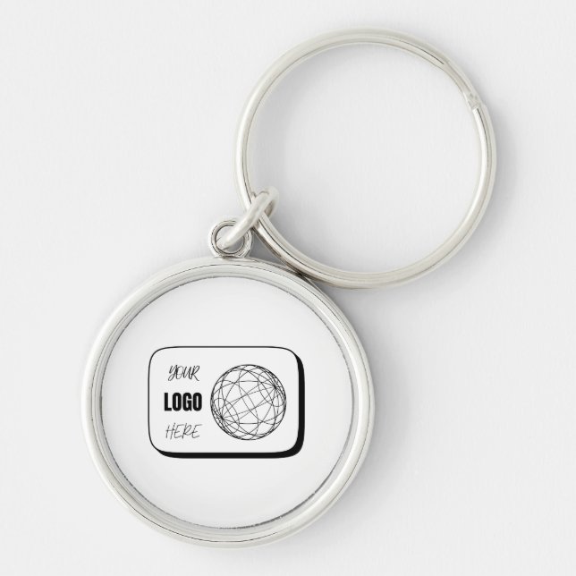 Din logotyp här rund silverfärgad nyckelring (Framsidan)