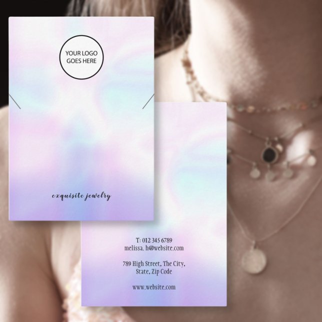 Din logotyp Iridescent halsbands smycken visningsk Visitkort (Your Logo Iridescent Necklace Jewelry Display Card)