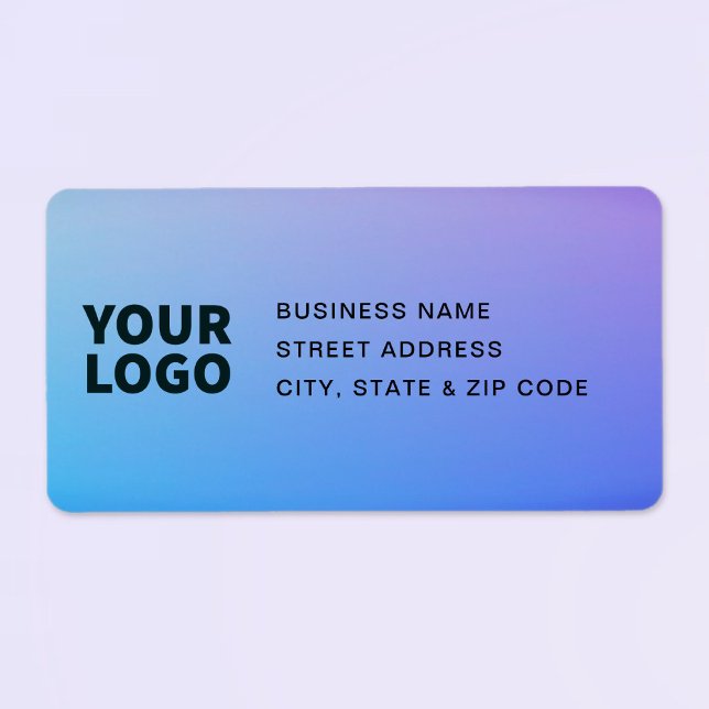 Din Logotyp | Lila Blue Grönt Ombre Adressetikett (Skapare uppladdad)