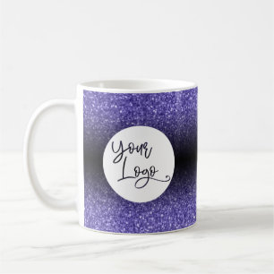 Din Logotyp Lila Glitter och Black Ombre Kaffemugg