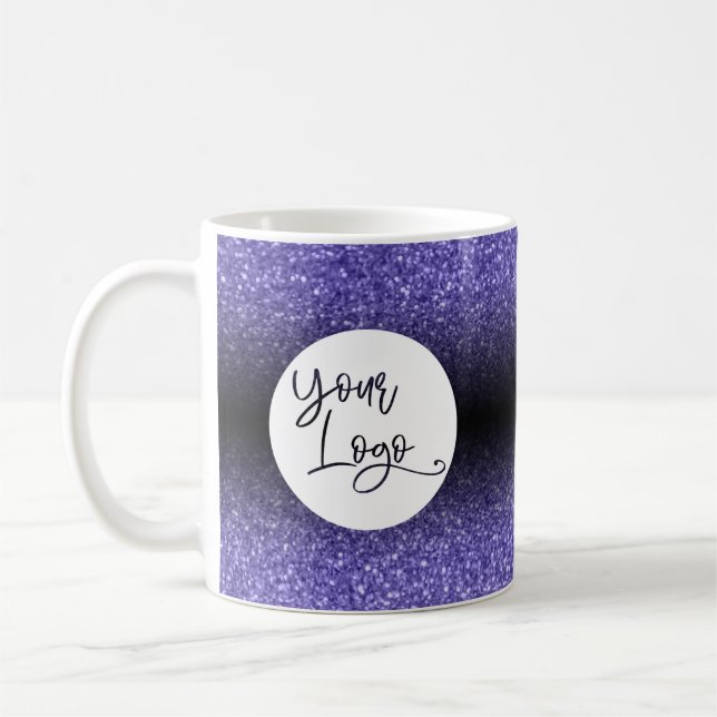 Din Logotyp Lila Glitter och Black Ombre Kaffemugg (Vänster)