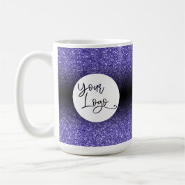 Din Logotyp Lila Glitter och Black Ombre Kaffemugg