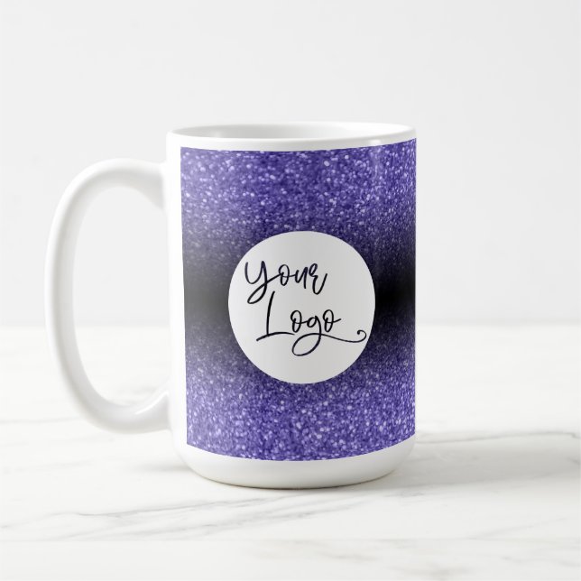 Din Logotyp Lila Glitter och Black Ombre Kaffemugg (Vänster)