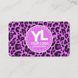 Din Logotyp Lila Leopard Skriv ut Rockabilly Mönst Visitkort