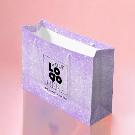 Din Logotyp Lilac Lila Glitter Pappra Shopping bag