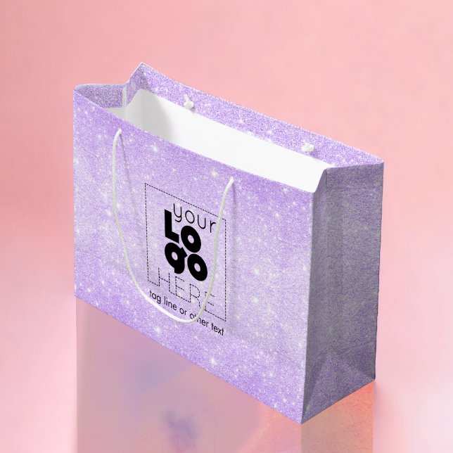 Din Logotyp Lilac Lila Glitter Pappra Shopping bag (Skapare uppladdad)
