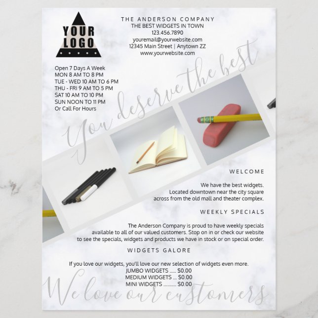 Din Logotyp Marble Asymmetriary 3 Photo Collage Reklamblad (Framsidan)