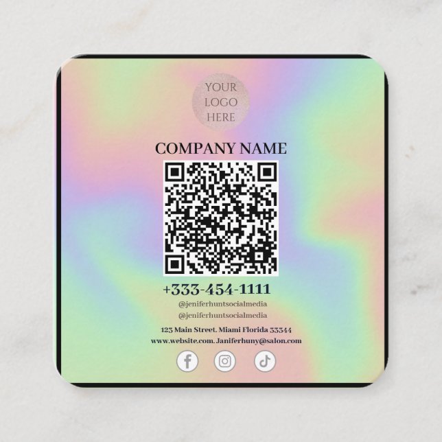 Din Logotyp med Affärskortet QR-kod Fyrkantigt Visitkort (Framsida)