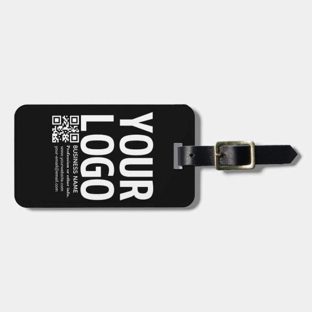 Din logotyp med redigerbar QR-kod och text Bagagebricka (Horisontell Framsida)