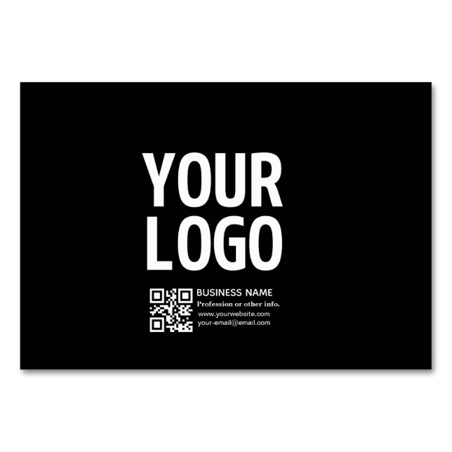 Din logotyp med redigerbar QR-kod och text  Bordsnummer (Framsidan)