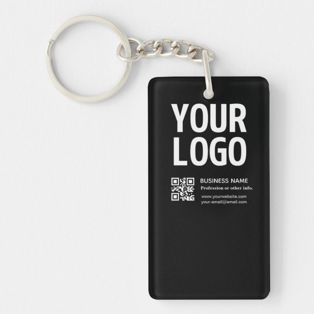 Din logotyp med redigerbar QR-kod och text  Nyckelring (Framsidan)
