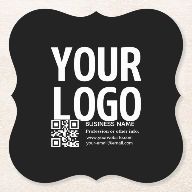 Din logotyp med redigerbar QR-kod och text Underlägg Papper (Framsida)