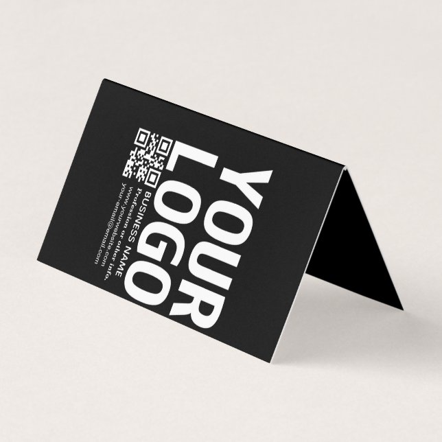 Din logotyp med redigerbar QR-kod och text Visitkort (Framsida)