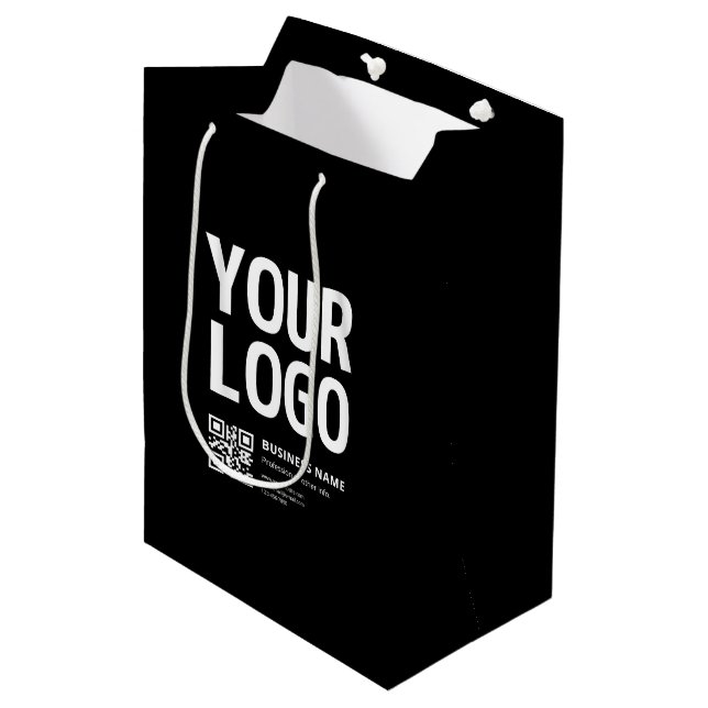 Din logotyp med redigerbar QR-kod & text (Framsidan Vinklad)