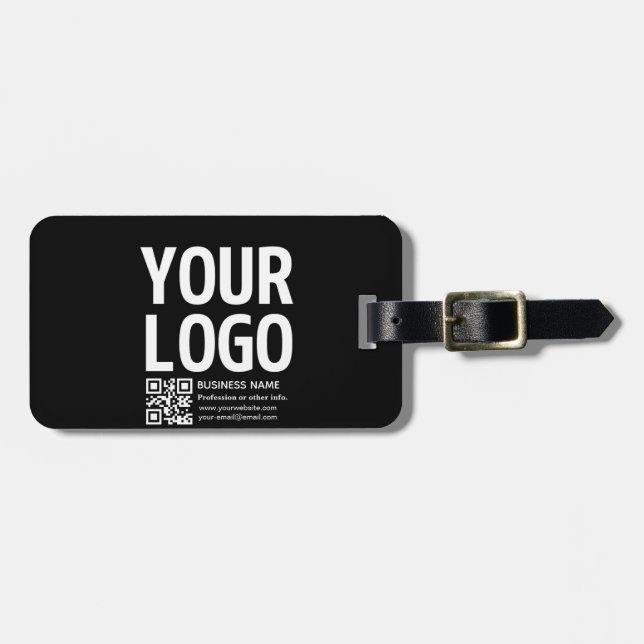 Din logotyp med redigerbar QR-kod & text Bagagebricka (Horisontell Framsida)
