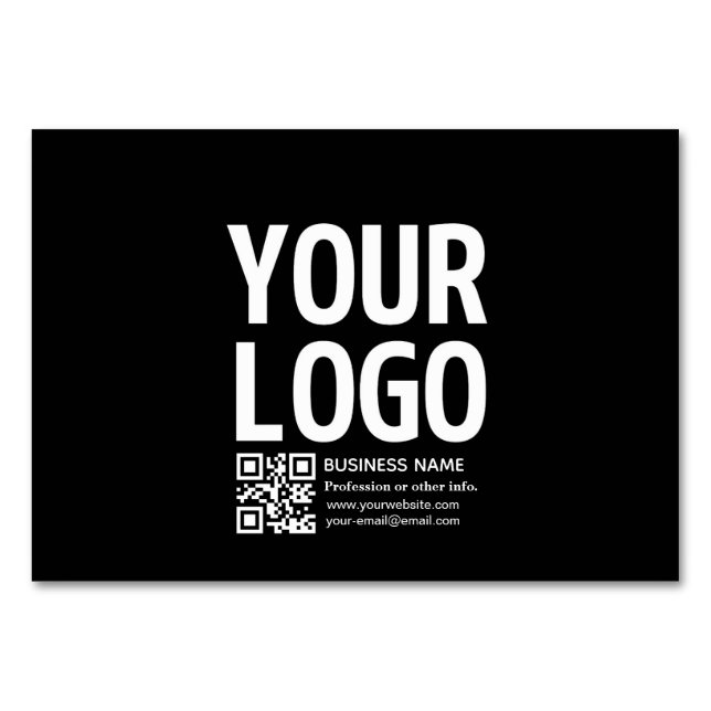 Din logotyp med redigerbar QR-kod & text Bordsnummer (Framsidan)