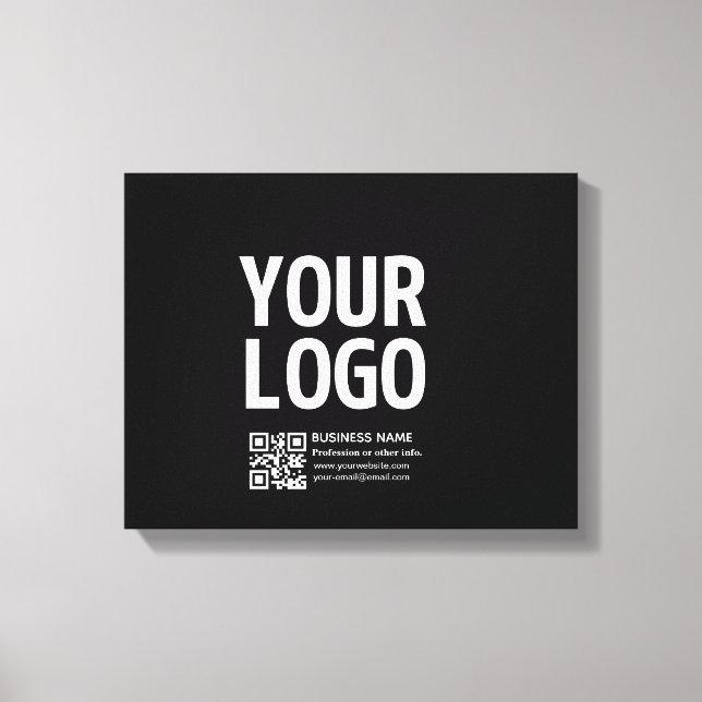 Din logotyp med redigerbar QR-kod & text Canvastryck (Framsida)